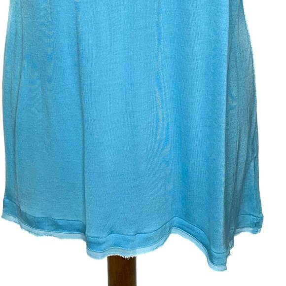 Soft Surroundings Half Sleeve Tunic Top Blue Size Medium Raw Edges - Picture 4 of 8